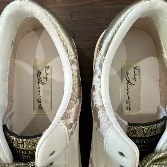 Vintage Havana Metallic Star Sneakers Women's 7 White Gold Snake Preowned - Picture 5 of 10